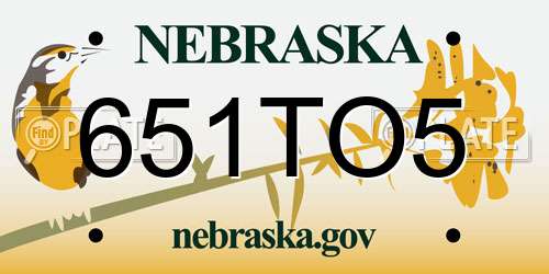 651TO5 Nebraska License Plate