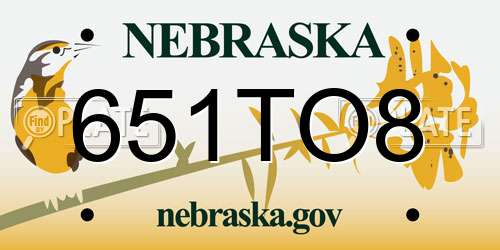 651TO8 Nebraska License Plate