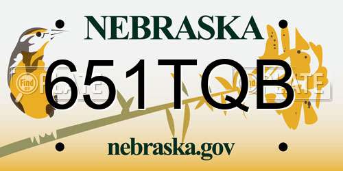 651TQB Nebraska License Plate