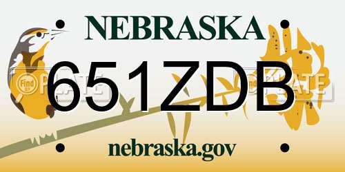 651ZDB Nebraska License Plate