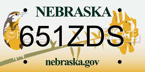 651ZDS Nebraska License Plate