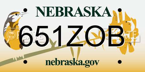 651ZOB Nebraska License Plate