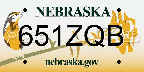 651ZQB Nebraska License Plate
