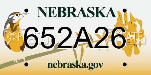 652A26 Nebraska License Plate