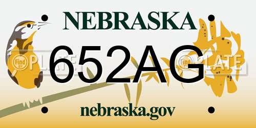 652AG Nebraska License Plate