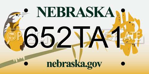 652TA1 Nebraska License Plate
