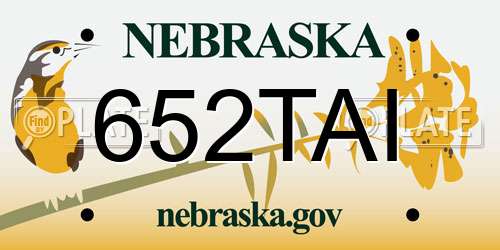 652TAI Nebraska License Plate
