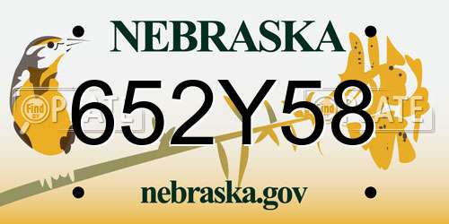 652Y58 Nebraska License Plate