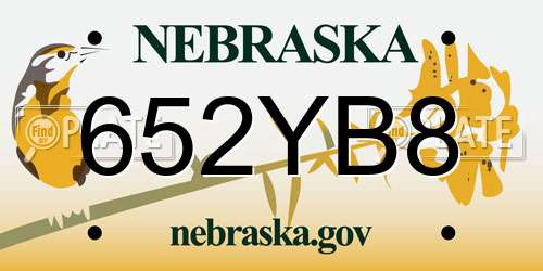 652YB8 Nebraska License Plate