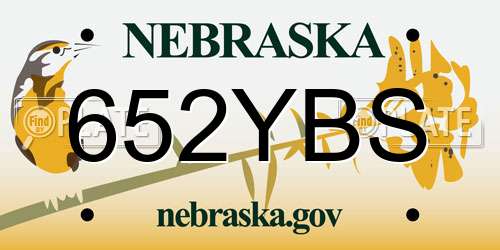 652YBS Nebraska License Plate