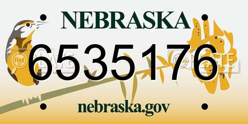 6535176 Nebraska License Plate