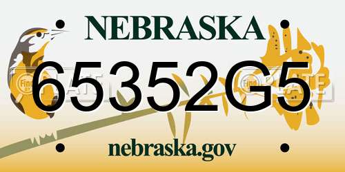 65352G5 Nebraska License Plate