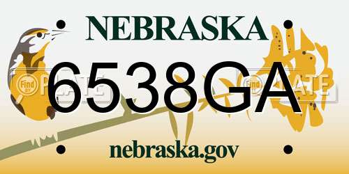 6538GA Nebraska License Plate