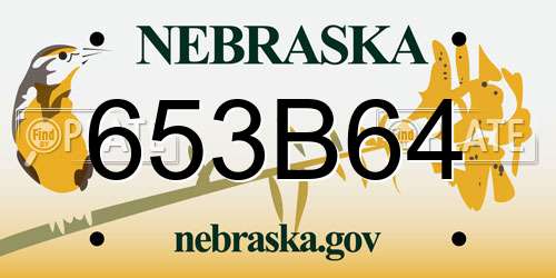 653B64 Nebraska License Plate