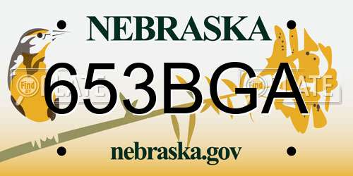 653BGA Nebraska License Plate