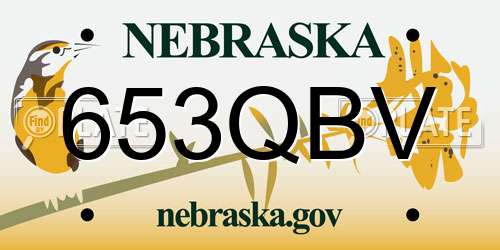 653QBV Nebraska License Plate