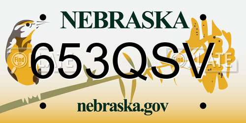 653QSV Nebraska License Plate
