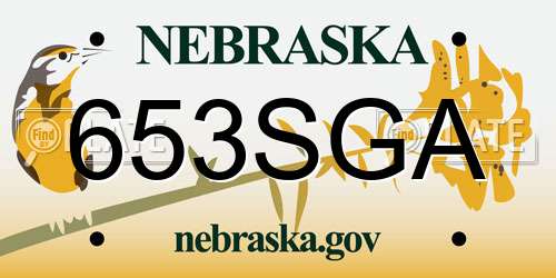 653SGA Nebraska License Plate