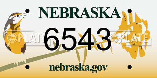 6543 Nebraska License Plate