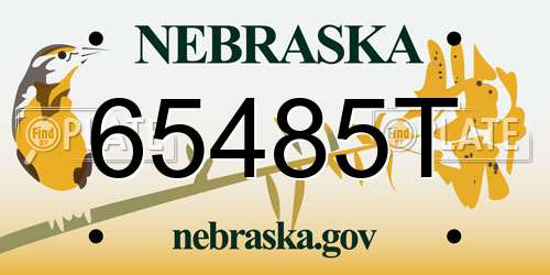 65485T Nebraska License Plate