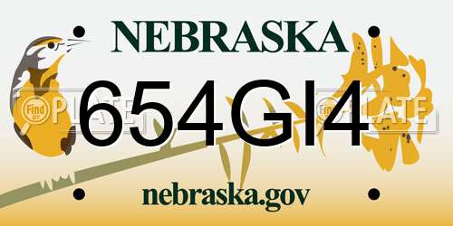 654GI4 Nebraska License Plate