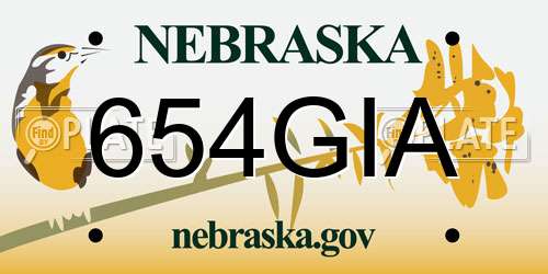 654GIA Nebraska License Plate