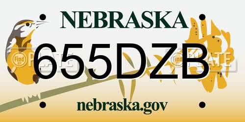 655DZB Nebraska License Plate
