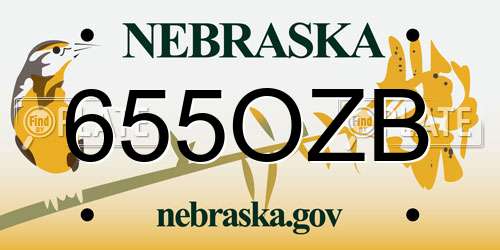 655OZB Nebraska License Plate
