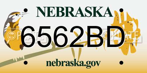 6562BD Nebraska License Plate