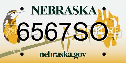 6567SO Nebraska License Plate