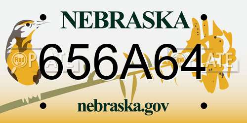 656A64 Nebraska License Plate