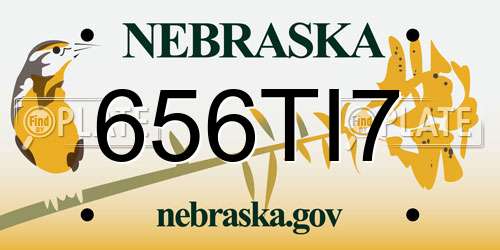 656TI7 Nebraska License Plate