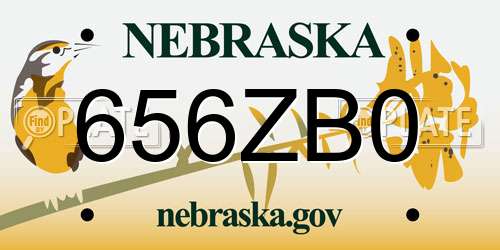 656ZB0 Nebraska License Plate