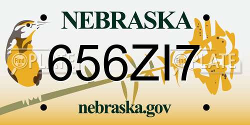 656ZI7 Nebraska License Plate