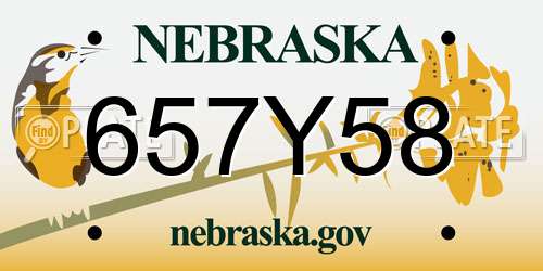 657Y58 Nebraska License Plate