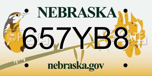 657YB8 Nebraska License Plate