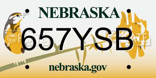 657YSB Nebraska License Plate
