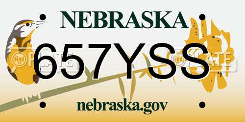657YSS Nebraska License Plate
