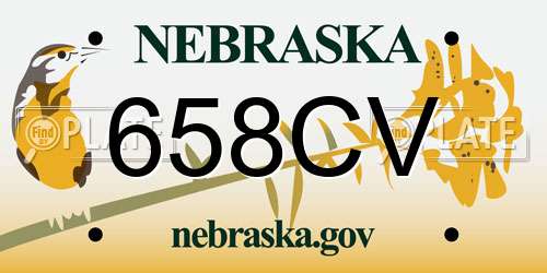 658CV Nebraska License Plate