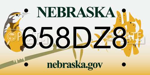 658DZ8 Nebraska License Plate