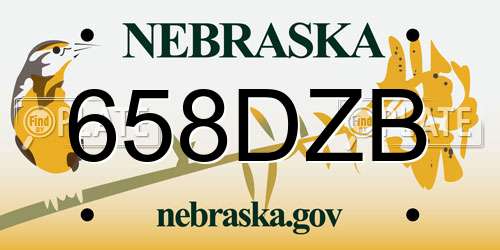 658DZB Nebraska License Plate