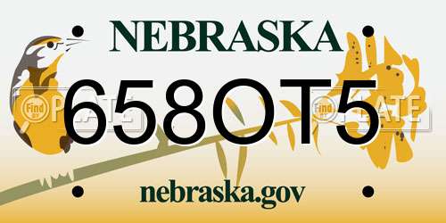 658OT5 Nebraska License Plate