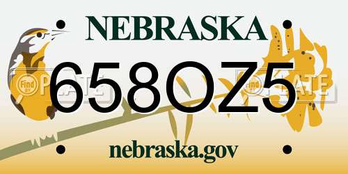 658OZ5 Nebraska License Plate