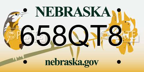 658QT8 Nebraska License Plate