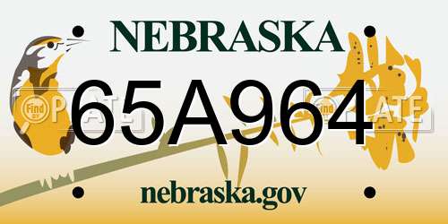 65A964 Nebraska License Plate