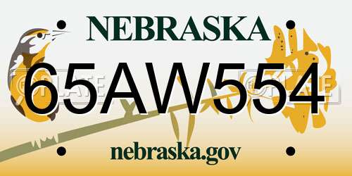 65AW554 Nebraska License Plate