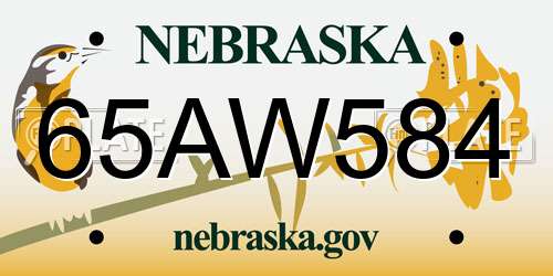65AW584 Nebraska License Plate