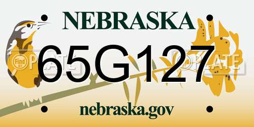 65G127 Nebraska License Plate