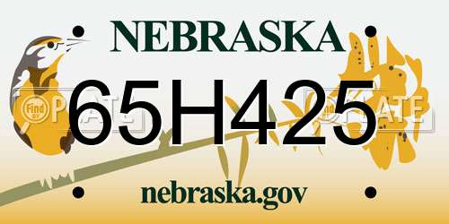 65H425 Nebraska License Plate