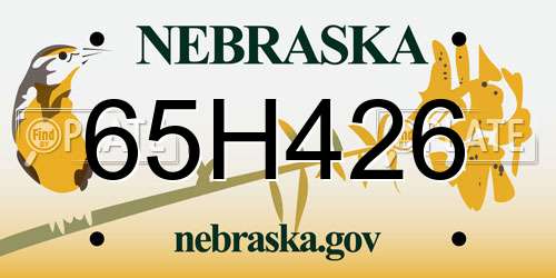 65H426 Nebraska License Plate